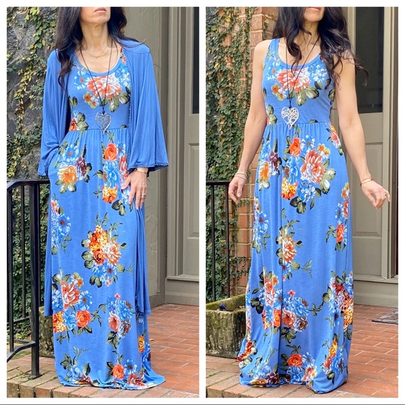 ✨LAST 1✨print tank side pocket sleeves maxi dress - Picture 4 of 5